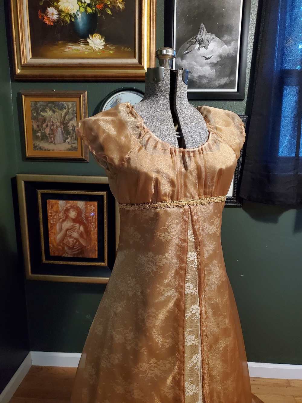 Bridgerton Regency Empire Waist Handmade Ball Gown - Picture 3 of 8
